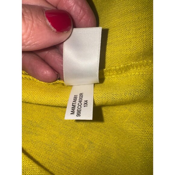 Marc New York Linen Oversized Mustard Yellow Blouse Lace Trim Blouse Artsy Money - Picture 8 of 10